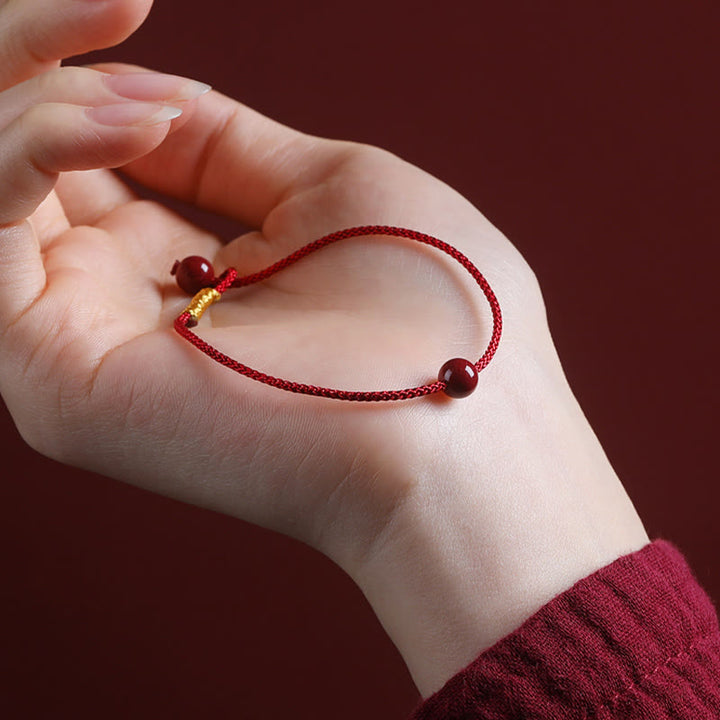 Pulsera de hilo rojo con bendición de ágata roja cinabrio natural con Buddha Stones