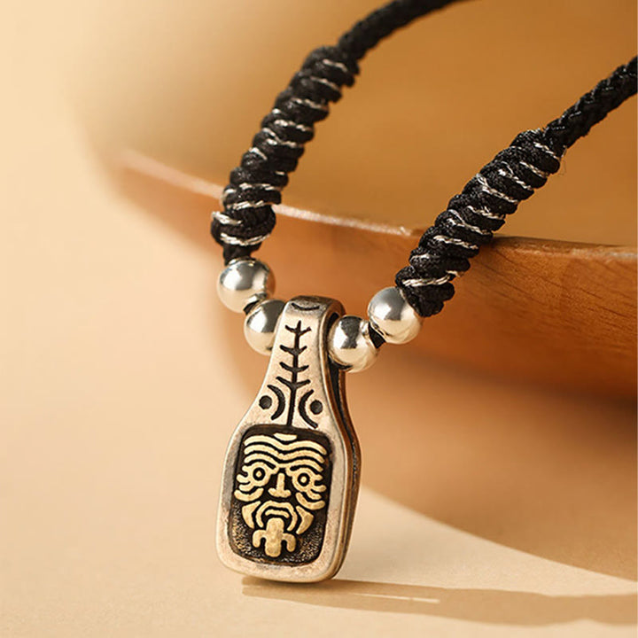 Collar con colgante de cuerda de protección de la diosa de la riqueza Zakiram de plata de ley 925 tibetana con Buddha Stones