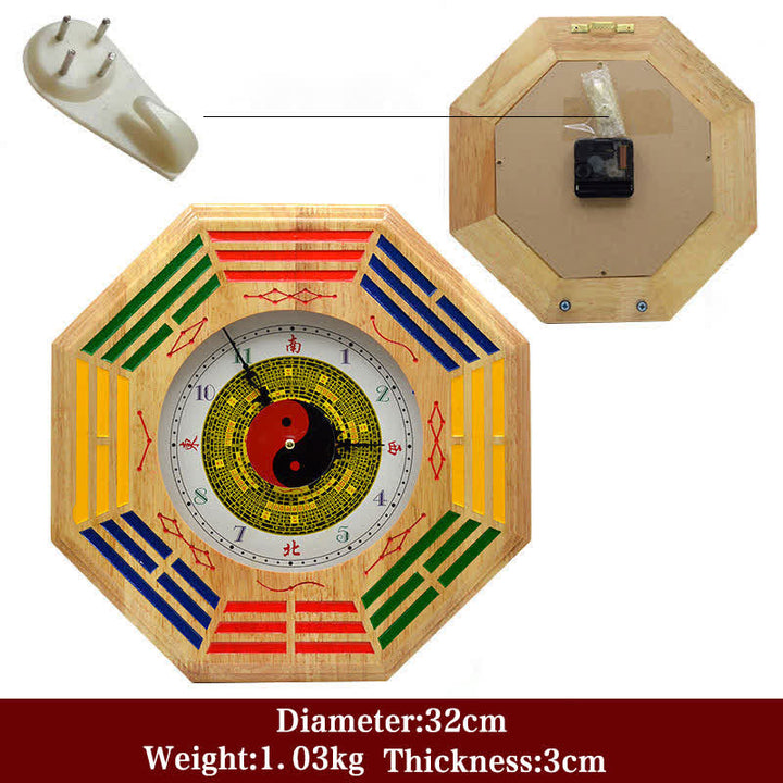 Reloj de pared con mapa de energía de equilibrio de mapa Feng Shui Bagua - Reloj de pared y mapa Bagua de madera de melocotón de 32 cm - image 13