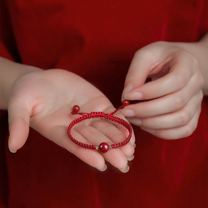 Pulsera de hilo rojo con cuentas de cinabrio de la suerte, Buddha Stones