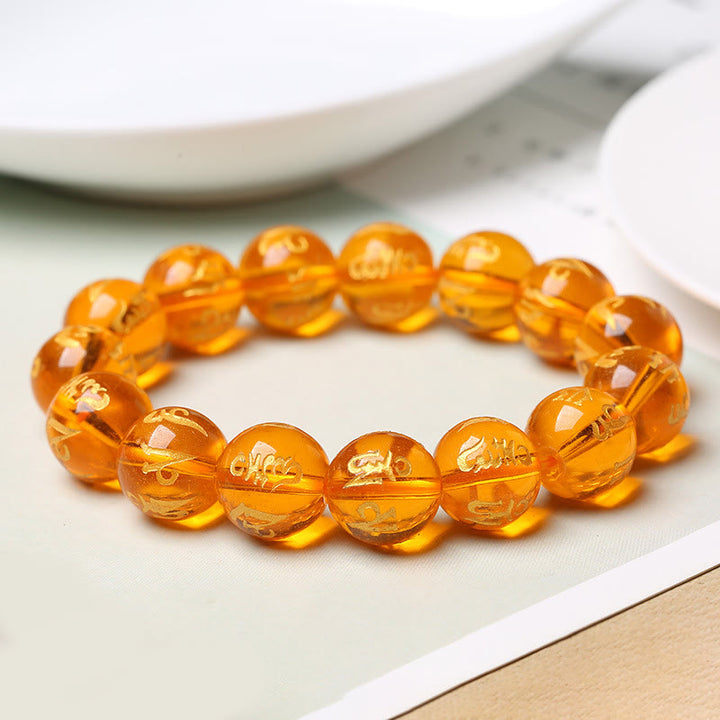 Pulsera de meditación Om Mani Padme Hum de ónix negro y cristal blanco del Tíbet con Buddha Stones