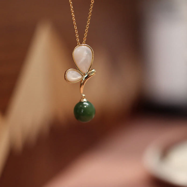 Buddha Stones, mariposa Natural, piedra Tridacna, Jade cian, chapado en cobre, collar tranquilo, colgante, anillo, pendientes