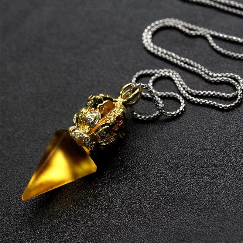 Buddha Stones tibetano Dorje Vajra 4 puntas Lotus Liuli cristal fuerza collar colgante