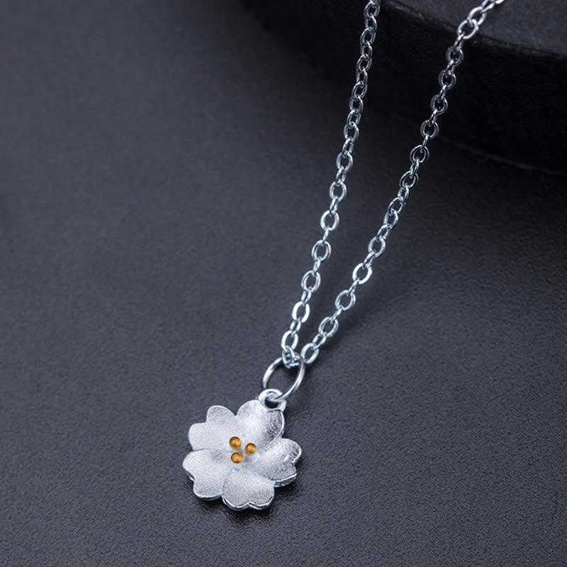 Colgante de plata de ley 925 con Buddha Stones , flor de cerezo, bendición de flores