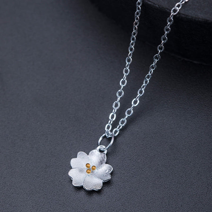 Colgante de plata de ley 925 con Buddha Stones , flor de cerezo, bendición de flores