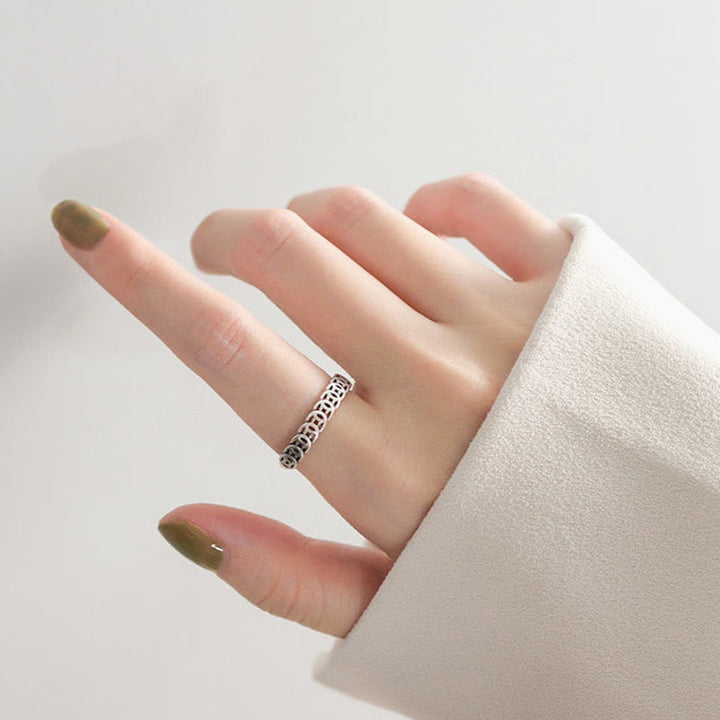 Anillo ajustable de la suerte con diseño de moneda de cobre vintage