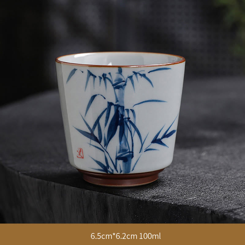 Tazas de té de cerámica de bambú con hojas de flor de loto y Buddha Stones, tazas de té de Kung Fu