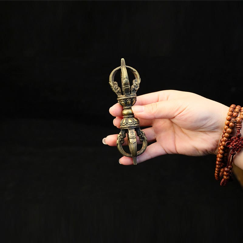 Buddha Stones hechas a mano Nepal cinco puntas tres puntas Vajra Dorje fuerza decoración de cobre