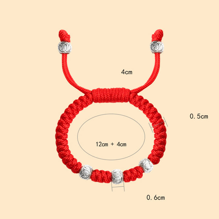 Pulsera para niños trenzada hecha a mano con Buddha Stones , Plata de Ley 925, nudo King Kong, hilo rojo multicolor