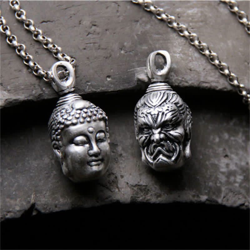 Collar con colgante de plata de ley 999 con Buddha Stones , Buda, demonio, serenidad - image 2