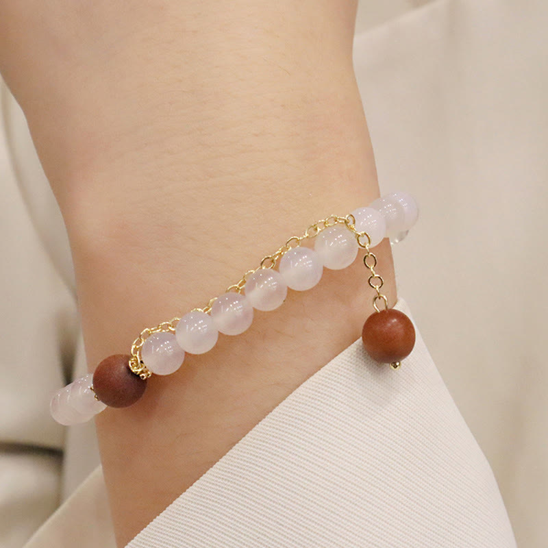 Pulsera de protección con dije de personaje Fu de ojo de gato de sándalo con Buddha Stones