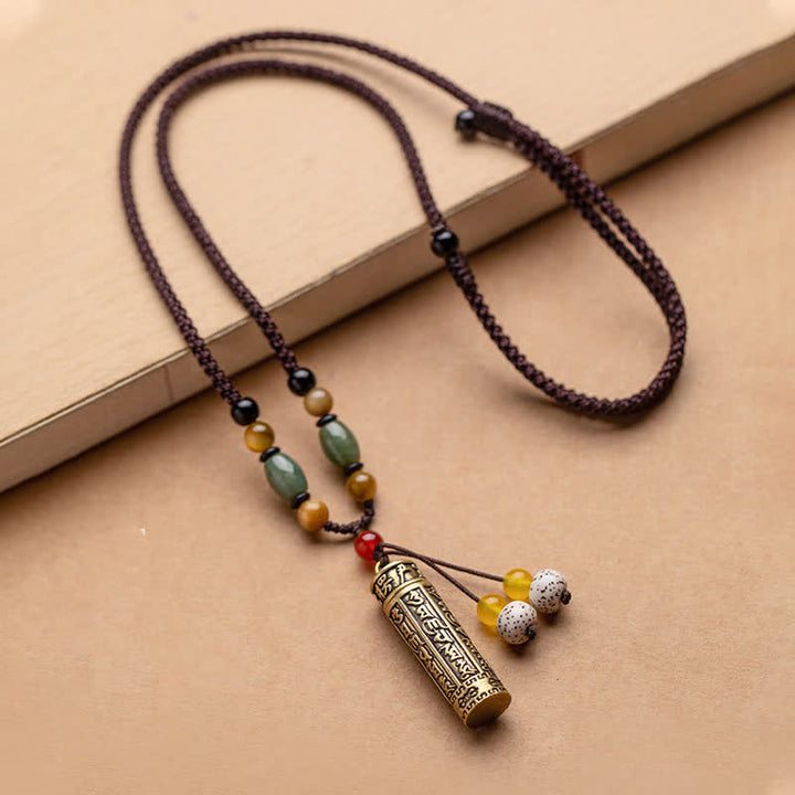Buddhastoneshop Tibet Om Mani Padme Hum Ágata Shurangama Sutra Collar de protección colgante - Semilla de cobre y bodhi - image 11