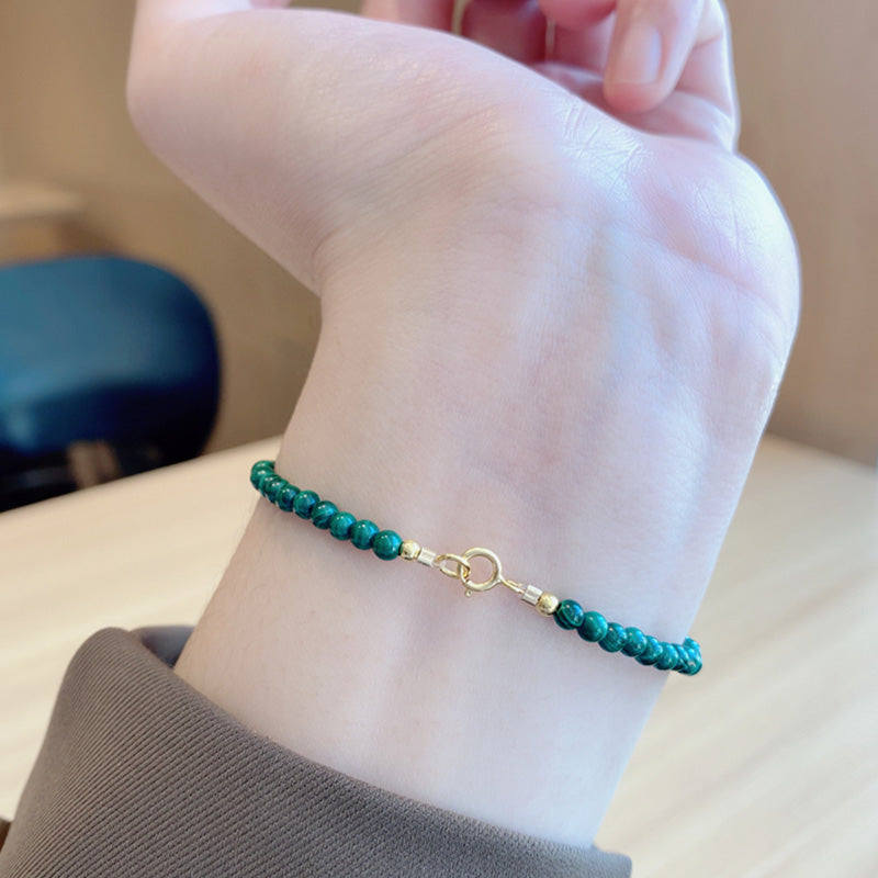 Pulsera con dijes antiansiedad de elefante de malaquita natural con Buddha Stones