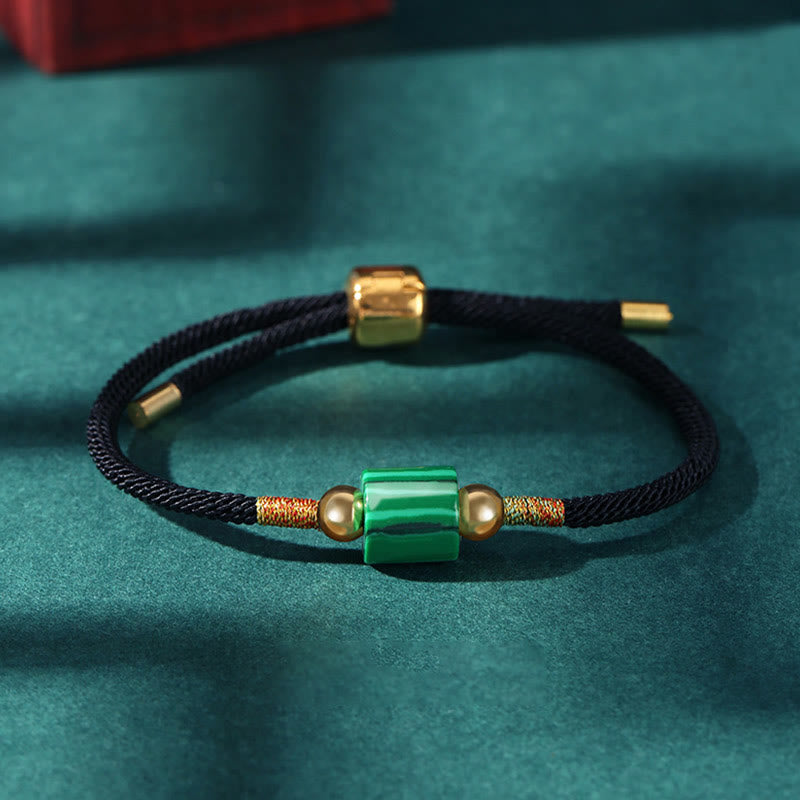 Pulsera de cuerda trenzada hecha a mano con Buddha Stones, Aventurina verde, piedra roja, malaquita, protección de la suerte, Tíbet