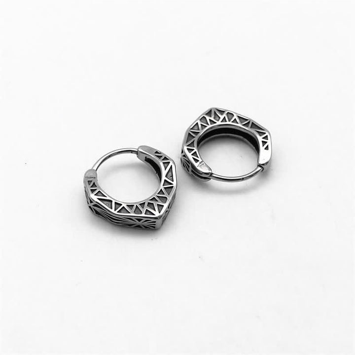 Pendientes de equilibrio de acero y titanio con aro vikingo