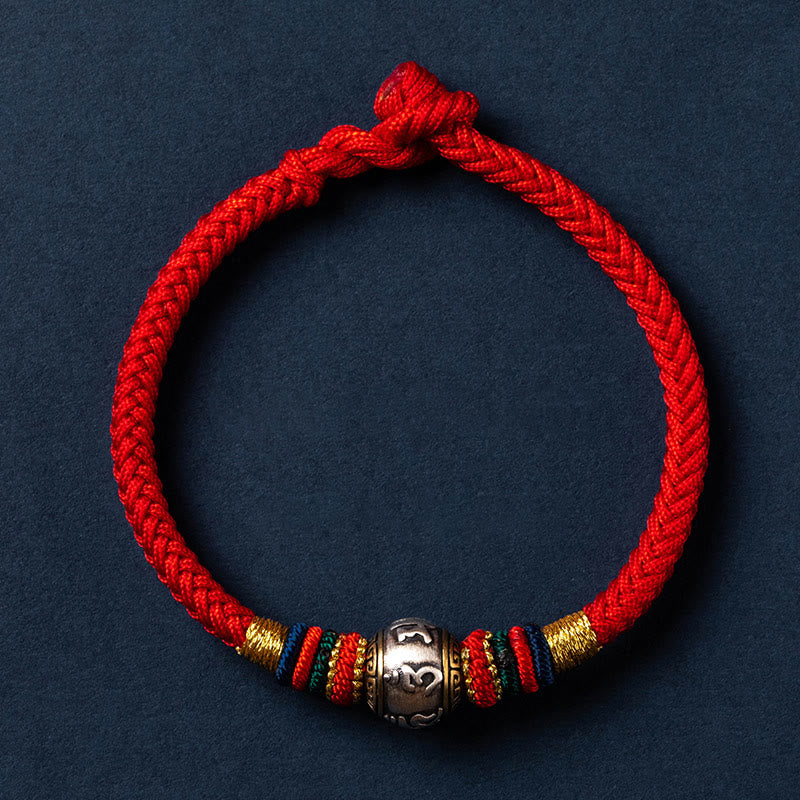 Pulsera trenzada con nudo de King Kong, hecha a mano, de Plata de Ley 925 con Buddha Stones , Om Mani Padme Hum, protección de la suerte, Tíbet