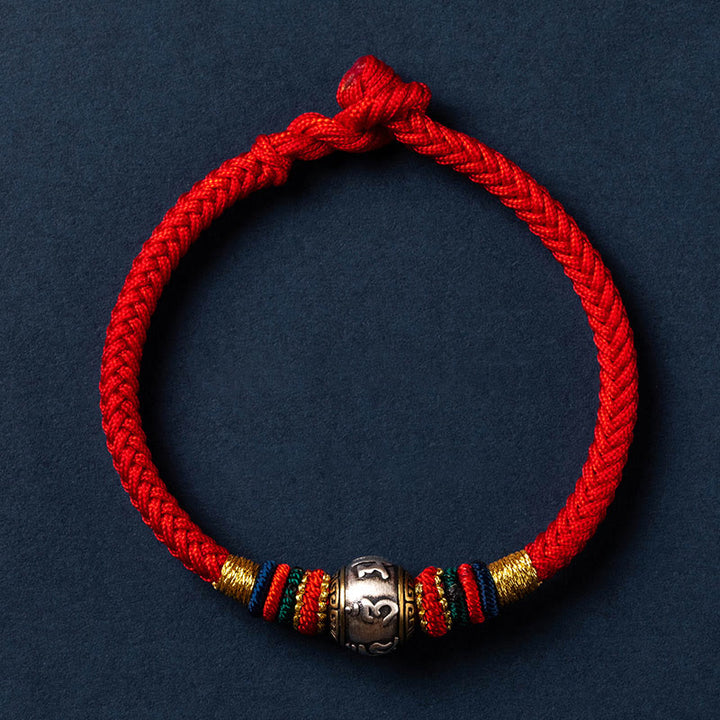 Pulsera trenzada con nudo de King Kong, hecha a mano, de Plata de Ley 925 con Buddha Stones , Om Mani Padme Hum, protección de la suerte, Tíbet