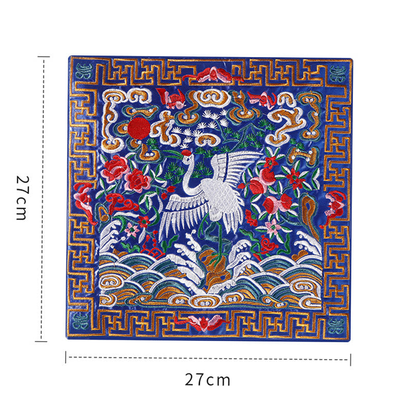 Tapete para tazas bordado con Buddha Stones, grulla, dragón Fénix, Kirin, posavasos para tazas de té, tapete para té cuadrado Kung Fu