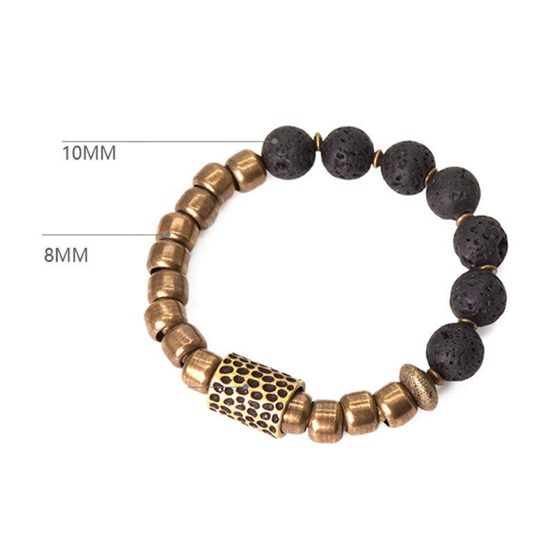 Pulsera de soporte curativo de Buddha Stones, roca de lava, obsidiana arcoíris y latón. - image 8