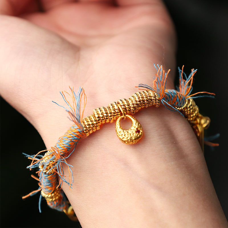 Pulsera trenzada de cuerda multicolor de la suerte tibetana hecha a mano con Buddha Stones