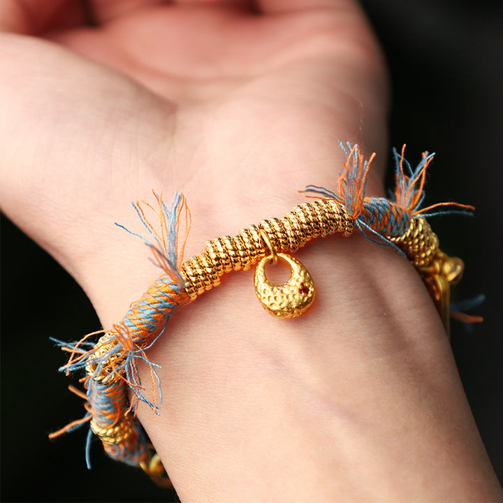 Pulsera trenzada de cuerda multicolor de la suerte tibetana hecha a mano con Buddha Stones