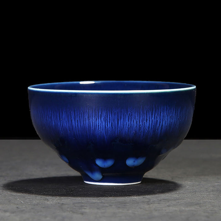 Taza de té de cerámica con cambio de horno de esmalte Jianzhan chino , Buddha Stones, taza de té Tenmoku Kung Fu