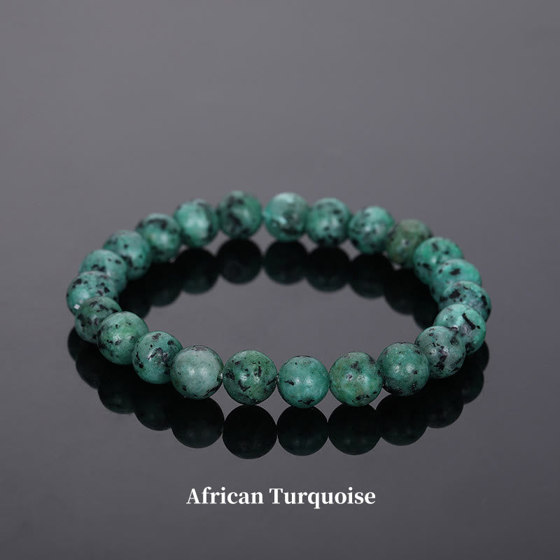 Pulsera de cuentas curativas de cuarzo con piedra natural de piedras de Buddha Stones - 8 mm - Turquesa africana - image 65