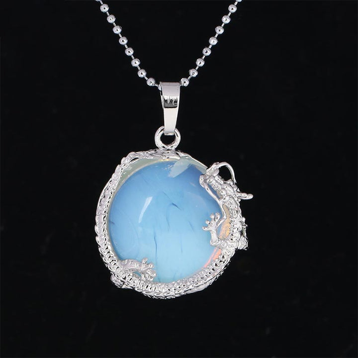 Colgante de collar de energía curativa de cristal de cuarzo Natural de dragón chino con Buddha Stones - Ópalo - image 27