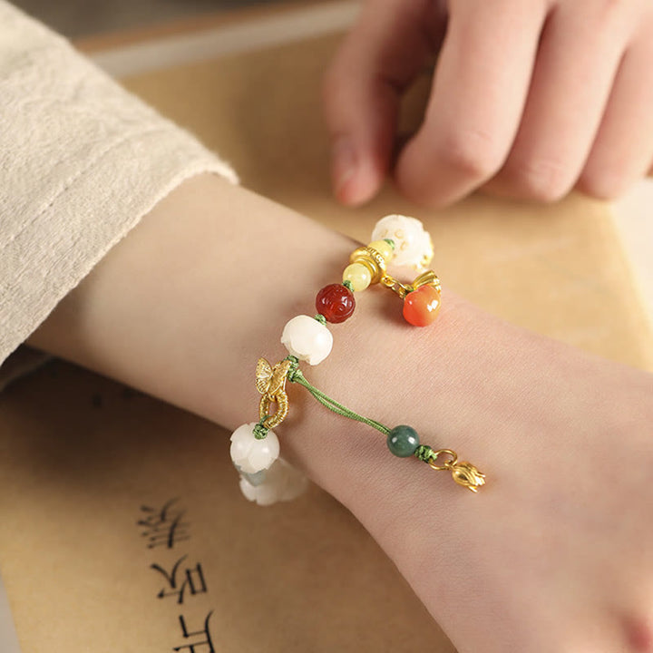 Pulsera de armonía de paz con cuentas de calabaza de loto y semillas de Bodhi naturales de Buddha Stones