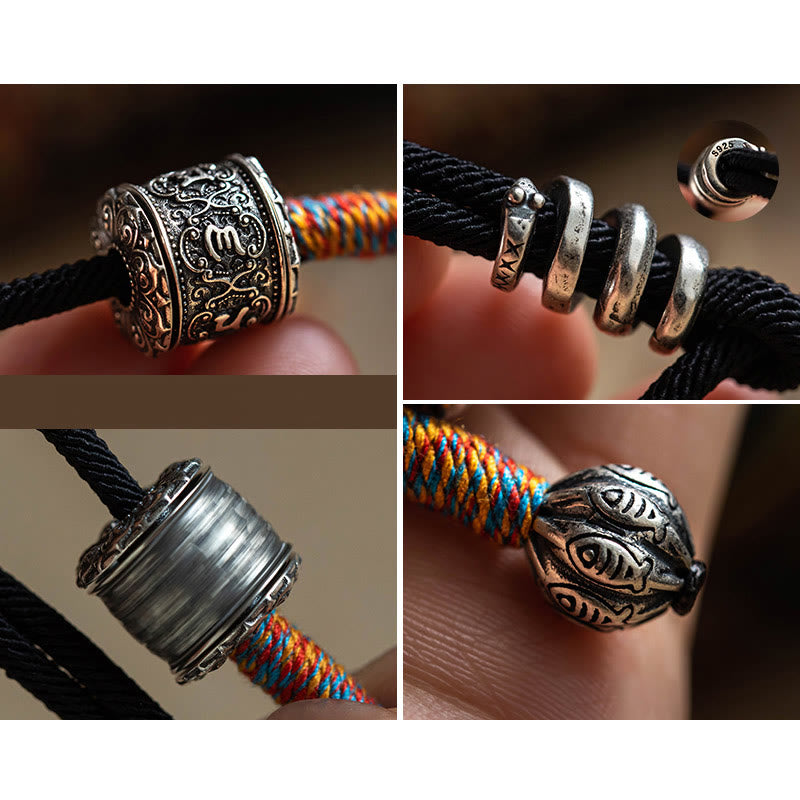 Pulsera de doble envoltura con amuleto tallado Om Mani Padme Hum tibetano con Buddha Stones