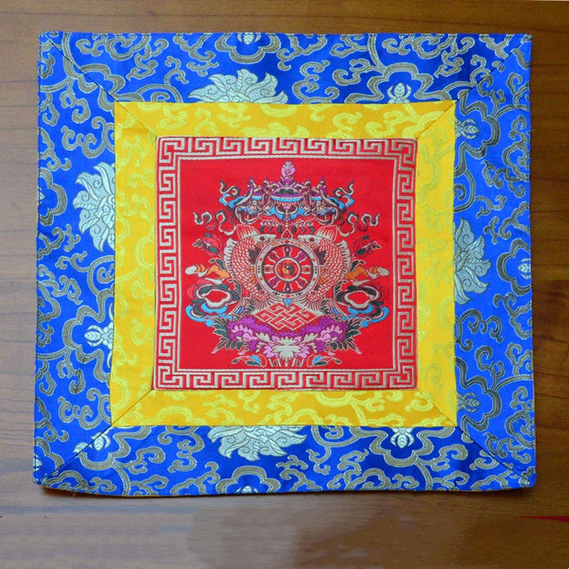 Oración Altar Mat Meditación Fuerza Nudo Sin Fin Vajra Man-Bcu Kalachakra Símbolos Auspiciosos