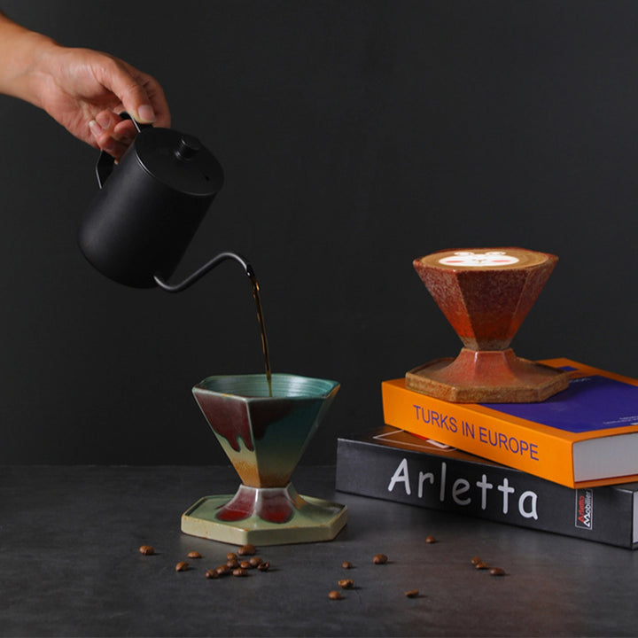 Taza de café y té de cerámica con diseño hexagonal de Buddha Stones, taza de café con base de 170ml
