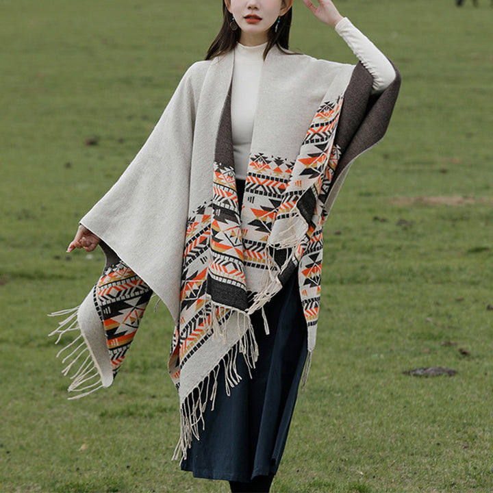 Mantón tibetano de Buddha Stones, geometría colorida, bufanda de viaje acogedora para invierno