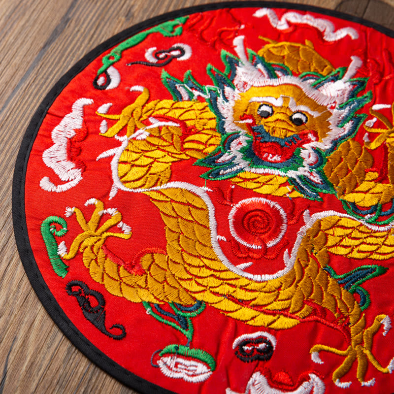 Tapete para taza de Bordado de dragón con Buddha Stones, posavasos para taza de té, tapete para té de Kung Fu