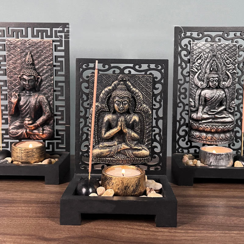 Buddha Stones, decoración del altar de oración de resina para el hogar, compasión, serenidad