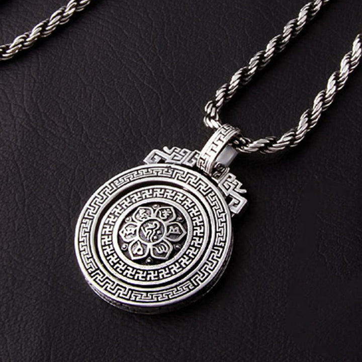Colgante de collar de paz de pureza giratoria con Buddha Stones tibetanas Om Mani Padme Hum doble Dorje Vajra - image 12