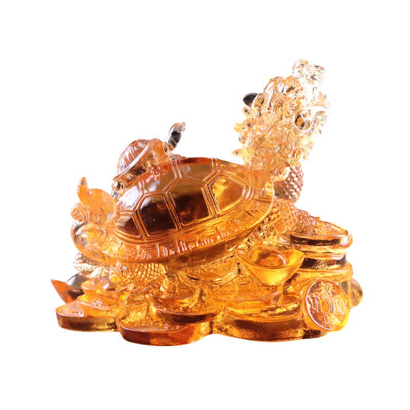 Buddha Stones Feng Shui, monedas de tortuga dragón hechas a mano, pieza de arte de la suerte de cristal Liuli, decoración para el hogar y la Oficina