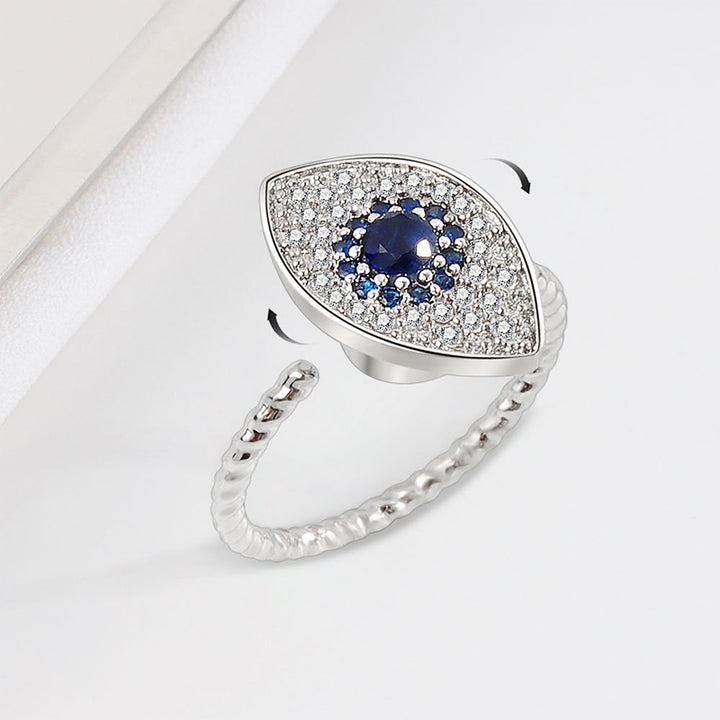Anillo giratorio de plata de ley 925 con protección contra el mal de ojo