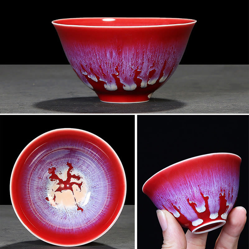 Taza de té de cerámica con cambio de horno de esmalte Jianzhan chino , Buddha Stones, taza de té Tenmoku Kung Fu