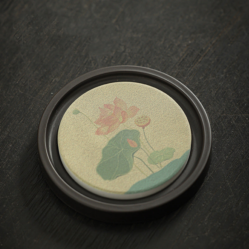 Buddha Stones, flor de ciruelo, corazón de melocotón, Sutra, níspero, Magnolia, caqui, tapete para Taza de cerámica, posavasos, tapete para té Kung Fu