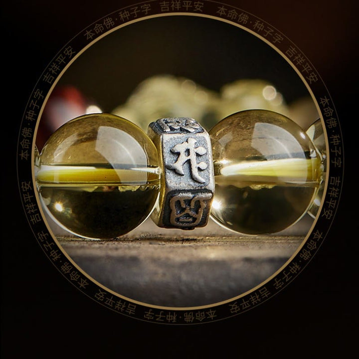 Pulsera de protección de prosperidad de ojo de tigre doble PiXiu de citrino natural de Buddha Stones