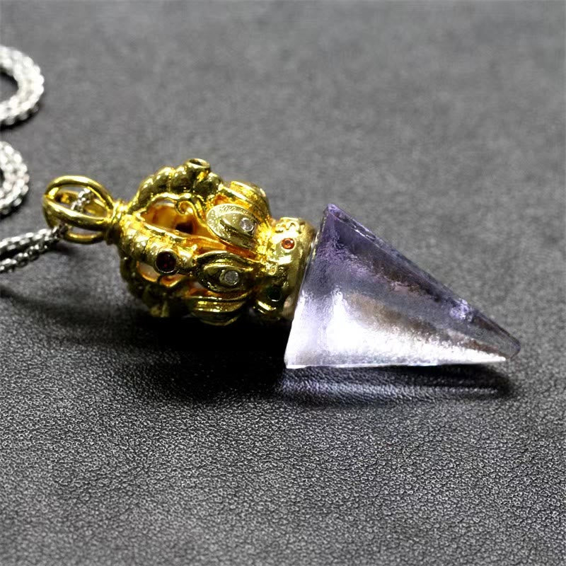 Buddha Stones tibetano Dorje Vajra 4 puntas Lotus Liuli cristal fuerza collar colgante - image 13