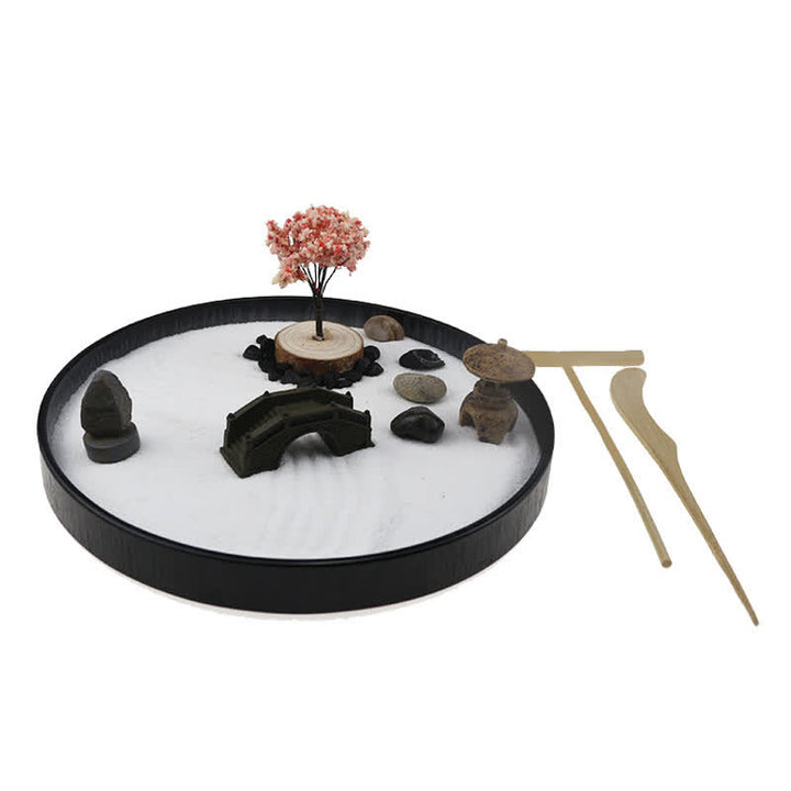 Árbol Pequeño Puente Paisaje Meditación Calma Jardín Zen Decoración