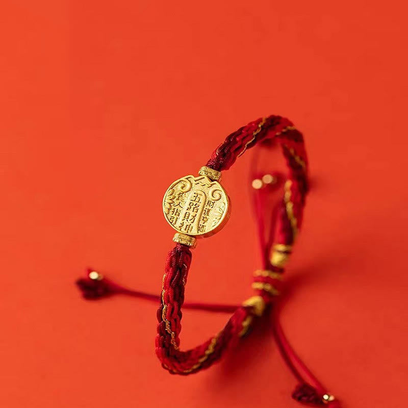 Pulsera trenzada de cuerda de protección con nudo de reencarnación hecha a mano dioses de la riqueza de cinco direcciones con piedras de Buddha Stones