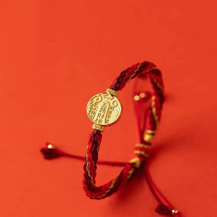 Pulsera trenzada de cuerda de protección con nudo de reencarnación hecha a mano dioses de la riqueza de cinco direcciones con piedras de Buddha Stones