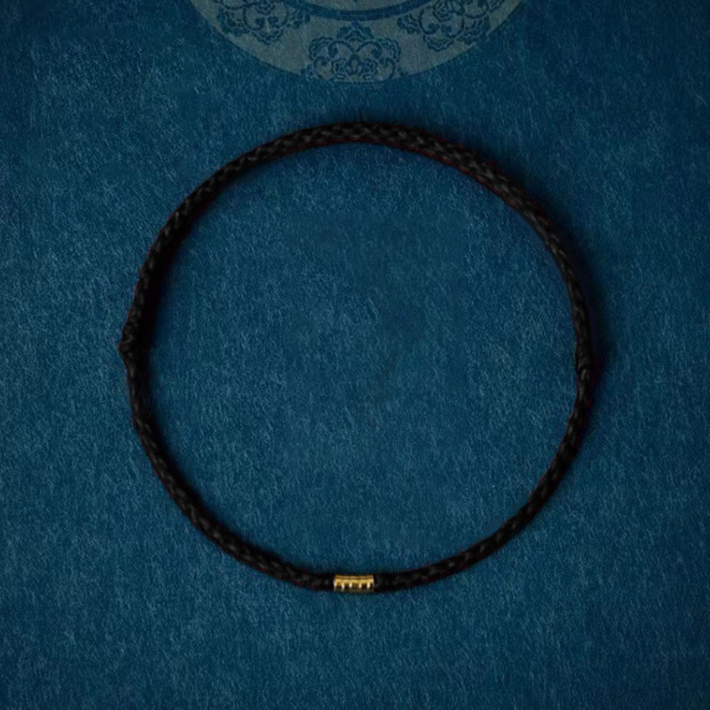 Tobillera de pulsera de hilo trenzado con cuentas doradas de la suerte de plata de ley 925 con Buddha Stones