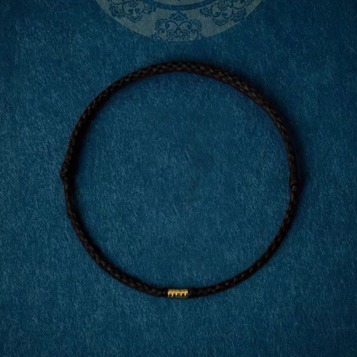 Tobillera de pulsera de hilo trenzado con cuentas doradas de la suerte de plata de ley 925 con Buddha Stones