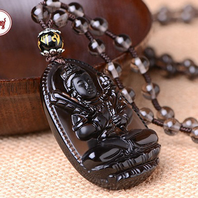 Collar de protección de obsidiana del zodíaco chino