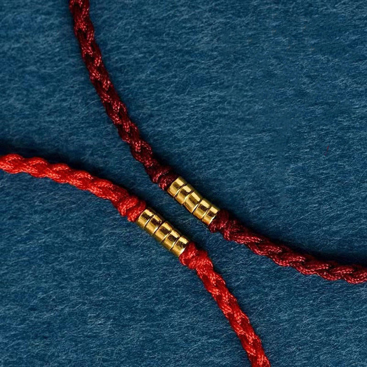 Tobillera de pulsera de hilo trenzado con cuentas doradas de la suerte de plata de ley 925 con Buddha Stones