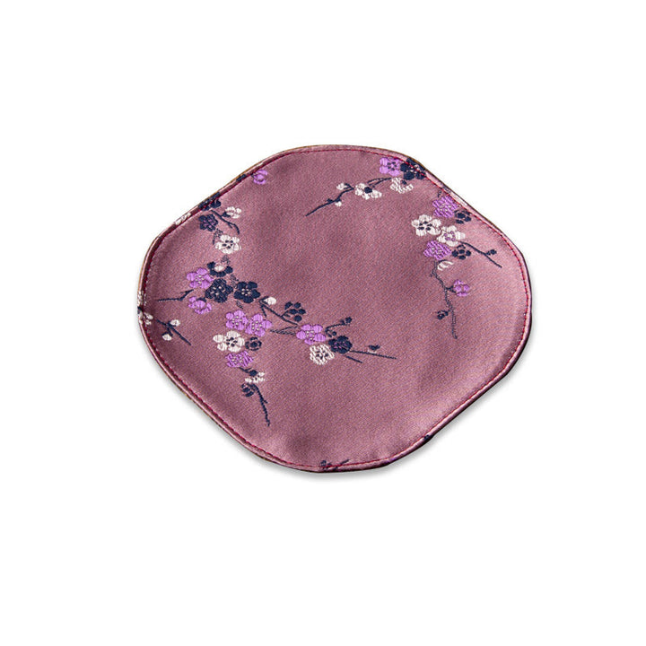 Tapete para taza con bordado de brocado de flor de ciruelo de bambú, posavasos para taza de té, Buddha Stones, ola de mar, tapete para té Kung Fu